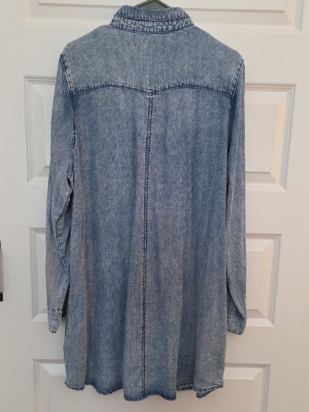 Zenana Outfitters Light Blue Denim Button-Down Shirt - Picture 4 of 6